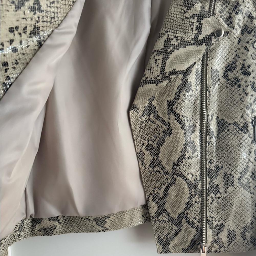 Intermix Sara Python-Embossed Leather Jacket Nwot… - image 5